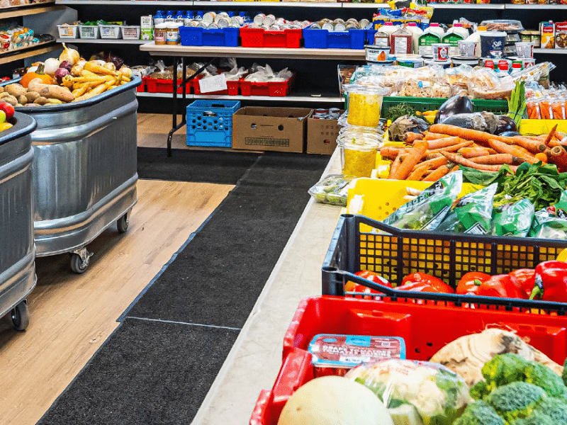 Photo of shelves of food for the Revelstoke food security article.