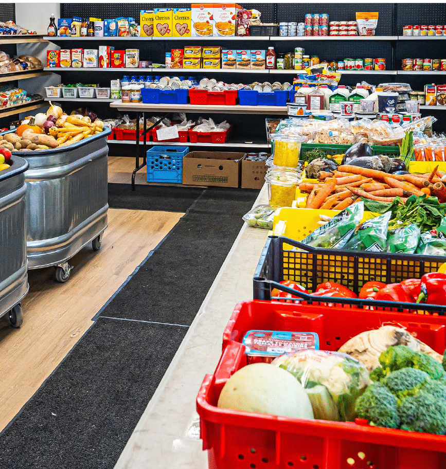 Photo of shelves of food for the Revelstoke food security article.