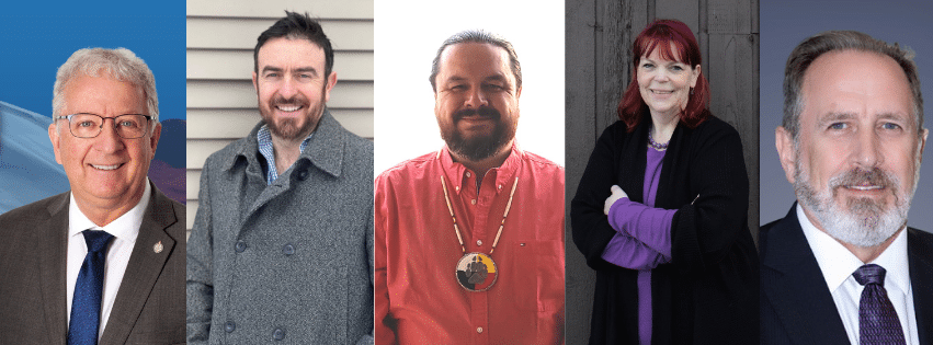 Kamloops—Shuswap—Central Rockies candidates profile pictures (L-R) Mel Arnold, Owen Madden, Ken Robertson, Phaedra Idzan and Michael Henry.