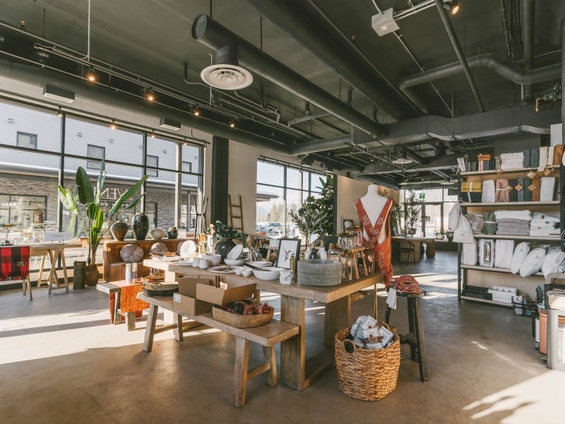Avenue Home + Boutique interior shop with a collection of the design pieces they have.
