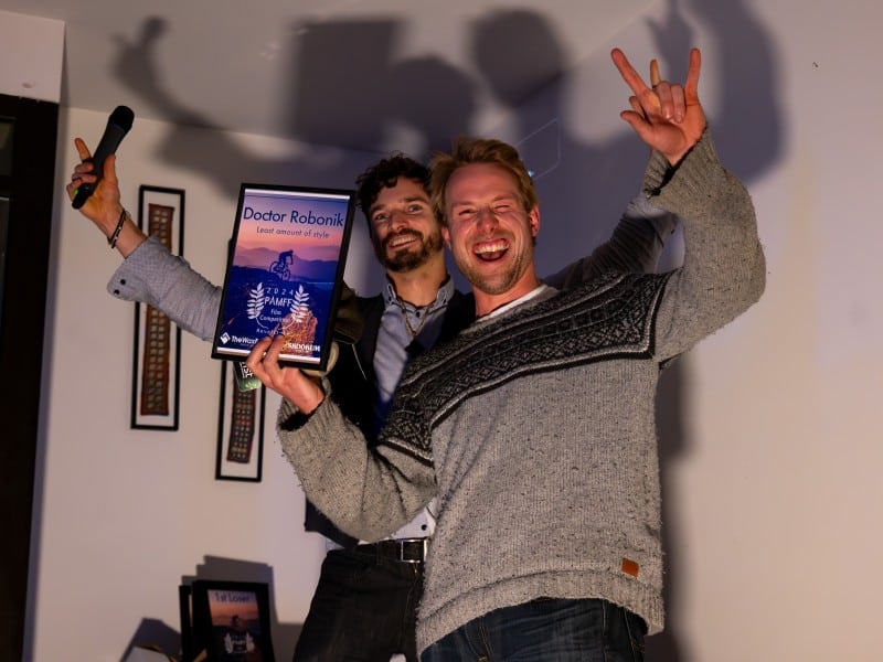 PAMFF organiser Ralph Metcow and award recipient Scott Larlee