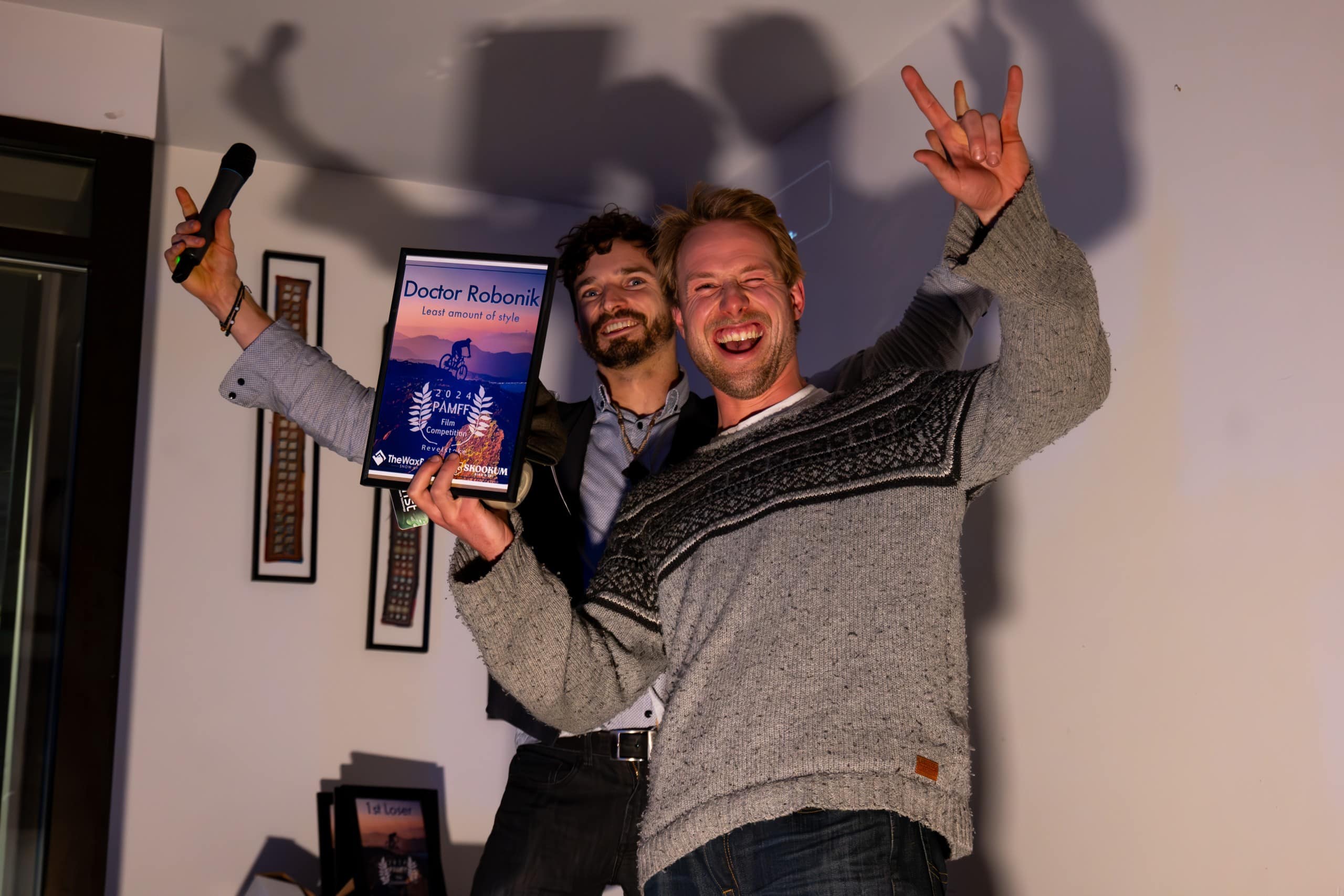 PAMFF organiser Ralph Metcow and award recipient Scott Larlee