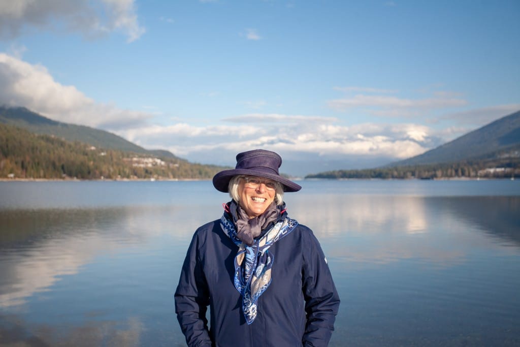 Eileen Delehanty Pearkes standing in front of the Columbia River