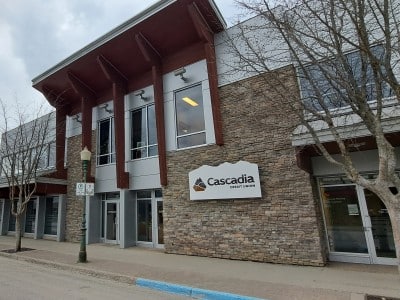 Outside of the Cascadia Credit Union Revelstoke location