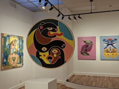 Hung paintings at the Revelstoke Visual Arts Centre